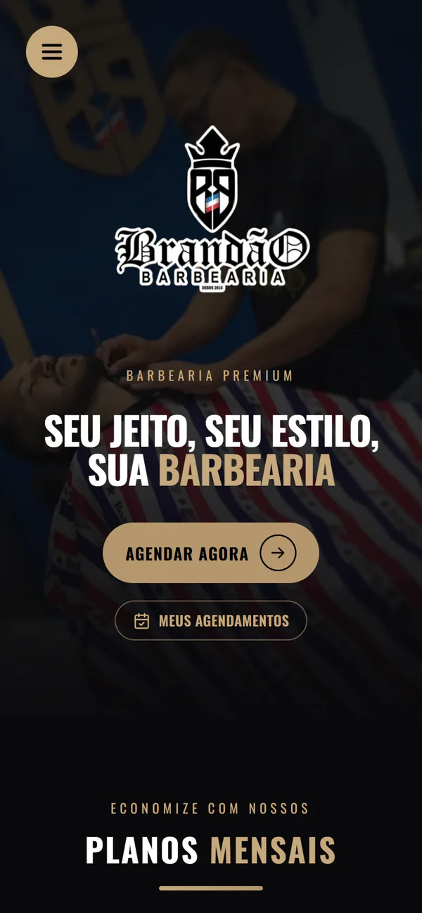 Página inicial do site Brandão Barbearia no celular