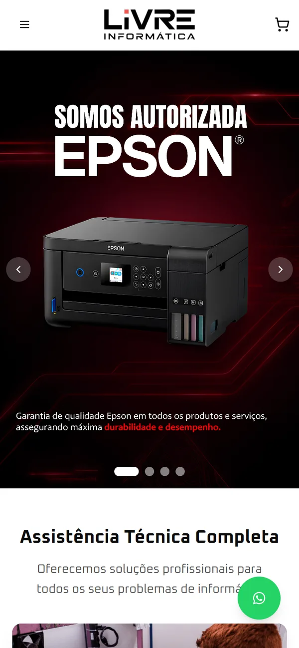 Página inicial do site Livre Informática no celular