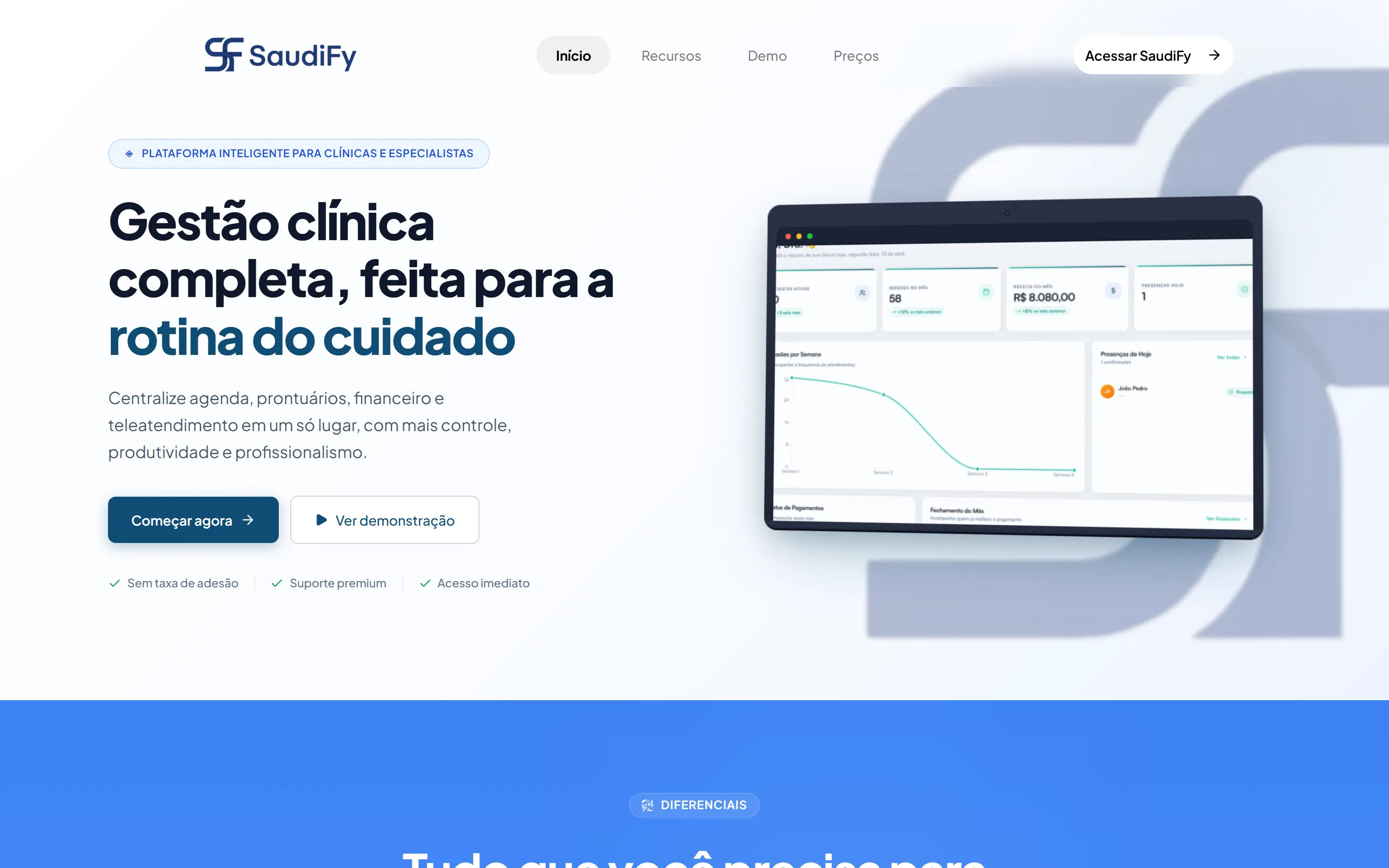 Página inicial do site SaudiFy